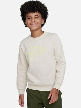 Nike Big Kids Boys' Sportswear Club Sweatshirt (Heather/Coconut ) Size M